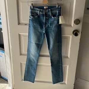 MOTHER jeans “mid rise dazzler ankle fray”